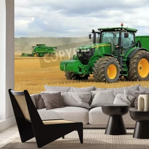 Papier peint  SALO, Finlande - 10 août John Deere 7280R Tracteur et agricole moderne moissonneuse batteuse T560 affiche au Salon annuel Puontin Peltopaivat agricole à Salo, en Finlande, le 10 Août, 2013