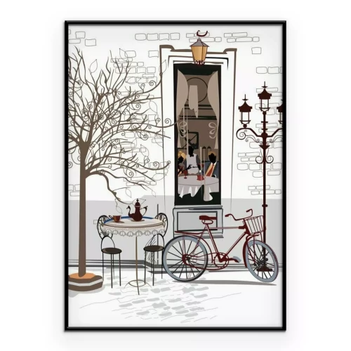 Poster  Une représentation caricaturale d'un charmant café de rue