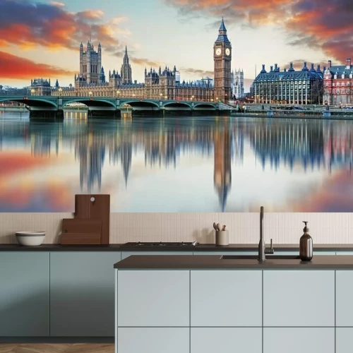Papier peint  Big Ben se reflétant dans l'eau
