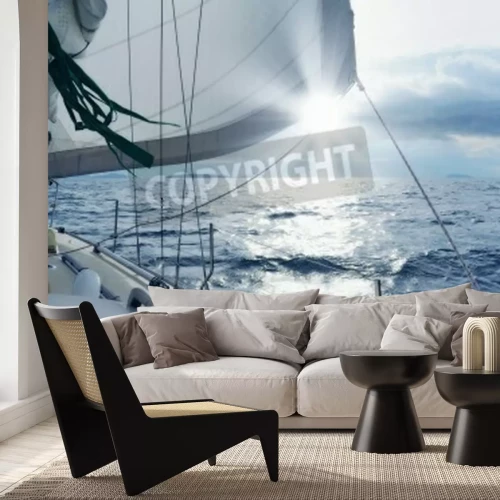 Papier peint  Voilier blanc sur la mer ouverte