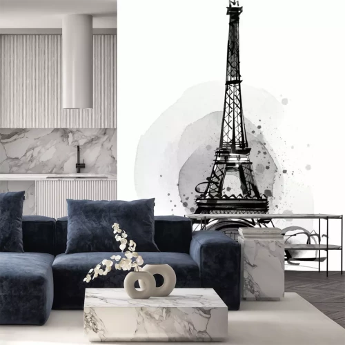 Papier peint  Paris la Tour Eiffel en noir et blanc