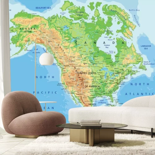 Papier peint  Carte physique de l'Amérique du Nord