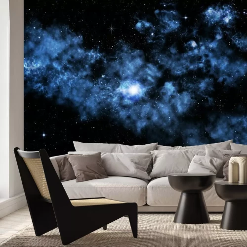 Papier peint  Étoiles dans le ciel avec une nébuleuse bleue