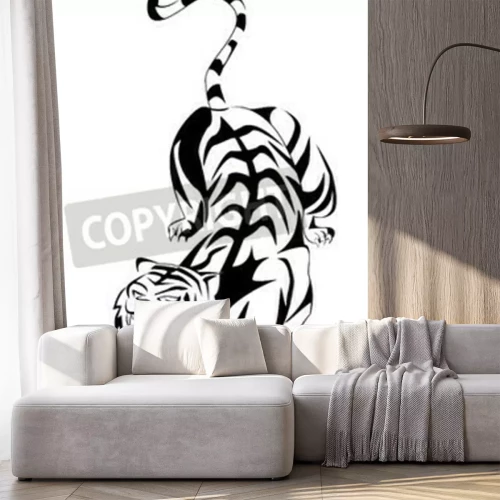 Papier peint  Tigre en position d'attaque