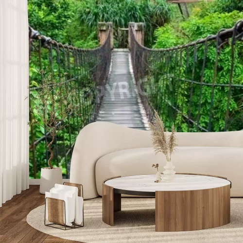 Papier peint  Le pont suspendu en bois de la jungle