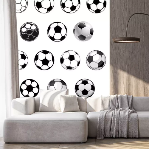 Sticker  Balles ou ballons de football football en noir et blanc