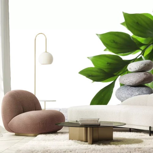 Sticker  Pierres lisses disposées sur des planches grises