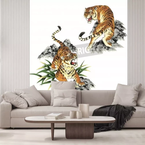 Papier peint  Illustration dessin tigres