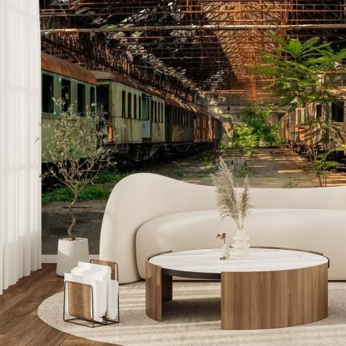 Papier peint  Trains de fret en dépôt de vieux train