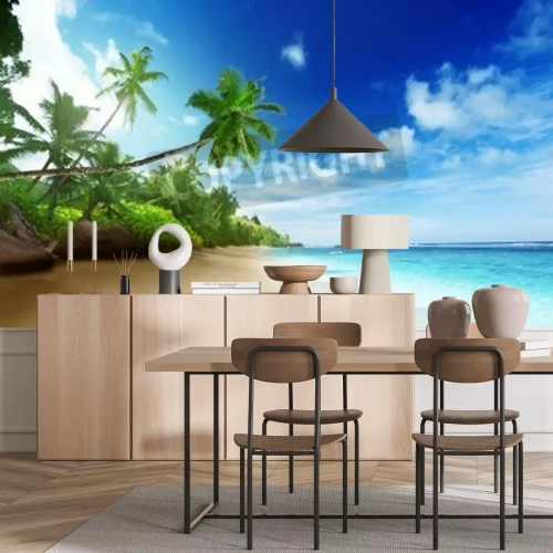 Papier peint  Palmiers tropicaux et plage