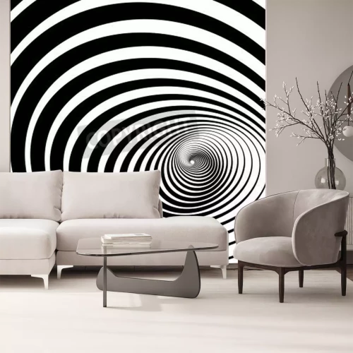 Papier peint  Tunnel en spirale noir et blanc