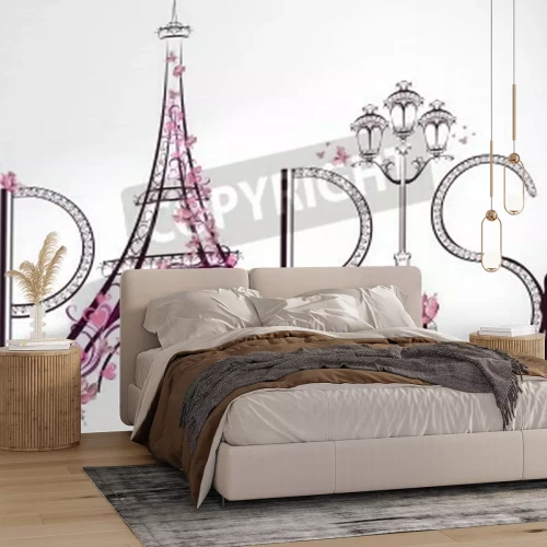 Papier peint  Isncription Paris