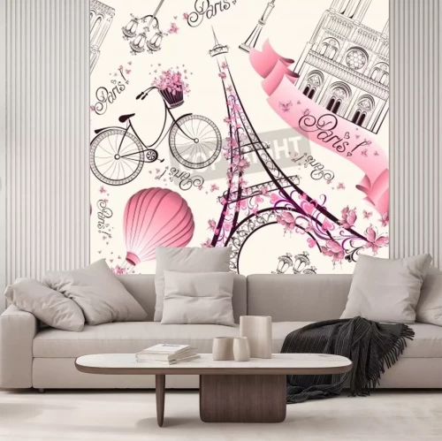 Papier peint  Symboles de Paris au féminin