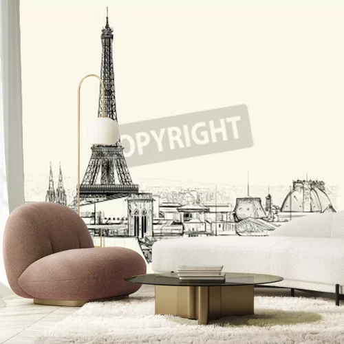 Papier peint  Croquis Paris