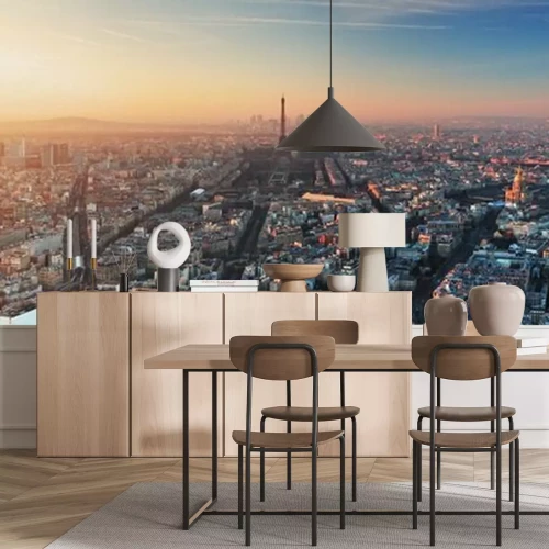 Papier peint  Skyline Paris au coucher du soleil