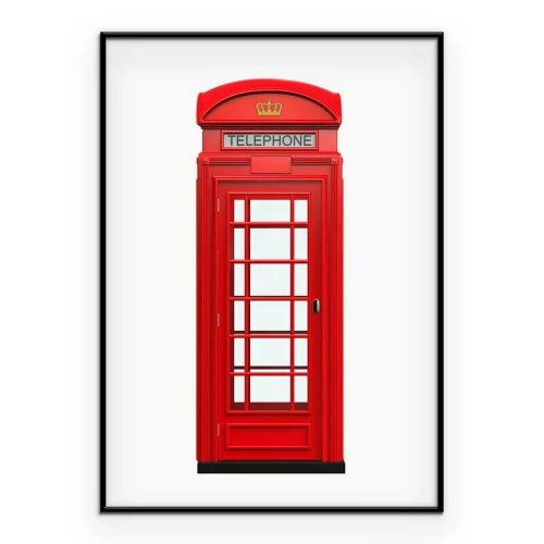 Poster  Cabine téléphonique rouge anglaise traditionnelle
