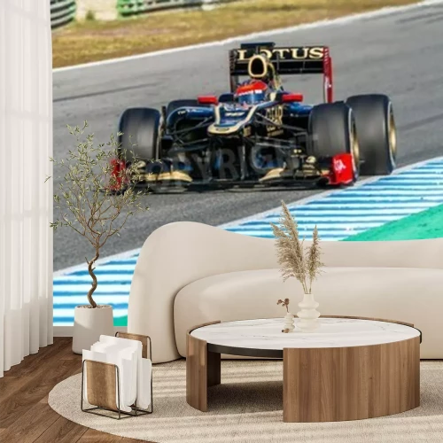 Papier peint  Bolide avec inscriptions sur une piste de course