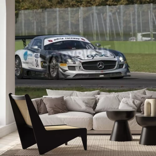 Papier peint  Imola, Italy - October 11, 2014: A Mercedes Sls Amg Gt3 of Sports And You team, driven By Mora Francisco (Prt),  the C.I. Gran Turismo car racing on October 11, 2014 in Imola, Italy.