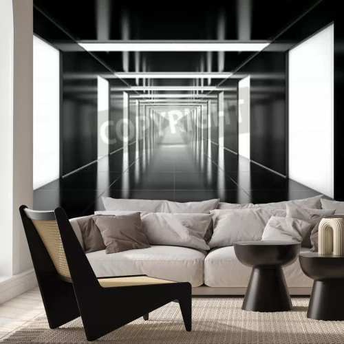 Papier peint  Tunnel 3d noir