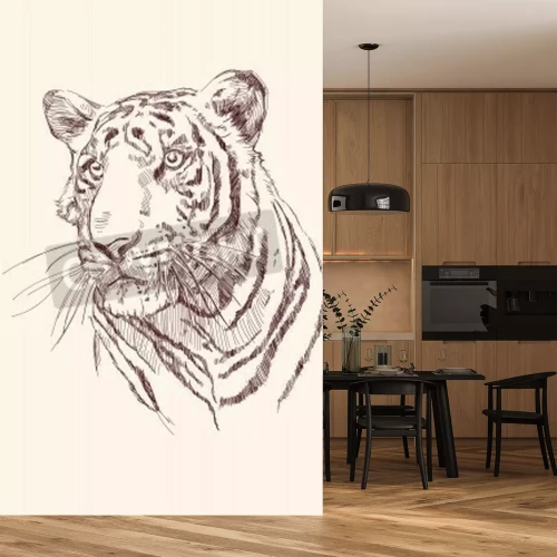 Papier peint  Portrait de tigre dessin au crayon