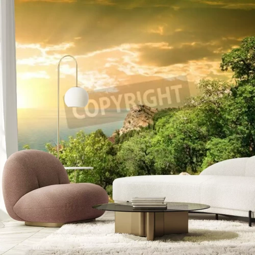 Papier peint  Lever de soleil depuis une colline