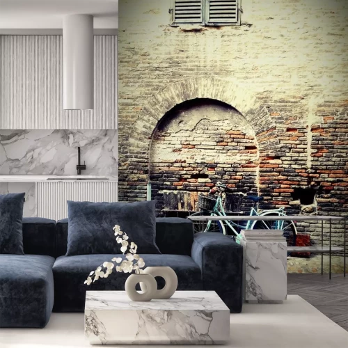 Papier peint  Vélo rétro devant un mur