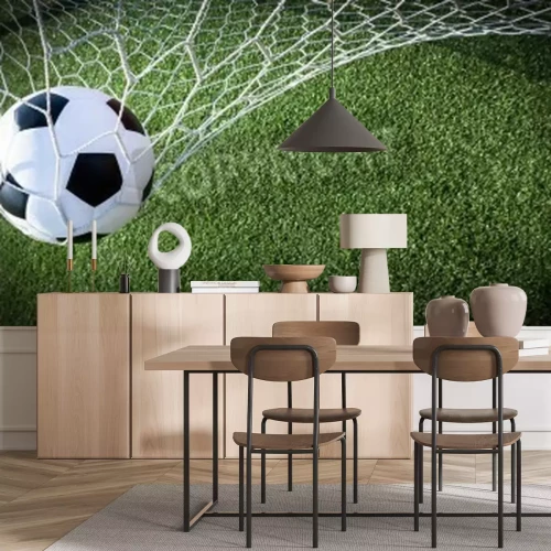 Papier peint  Ballon de foot dans les filets