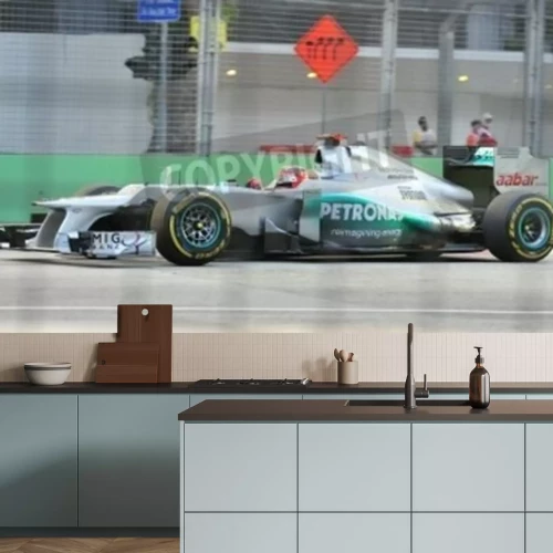 Papier peint  Michael Schumacher course dans sa voiture Mercedes en 2012 de Formule 1 Grand Prix de Singapour SingTel le 22 Septembre 2012 à Singapour