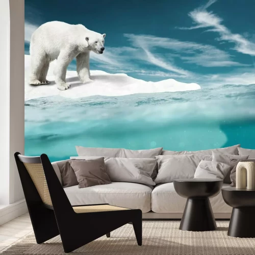Papier peint  Un ours polaire blanc sur la glace