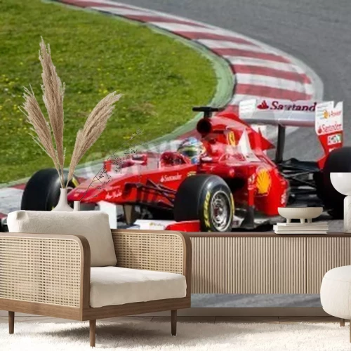 Papier peint  Bolide rouge sur une piste noire