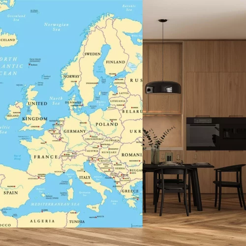 Papier peint  Carte politique de l'Europe beige