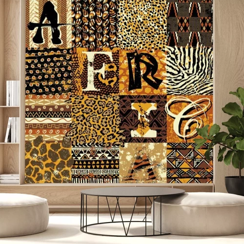 Papier peint  Inscription africaine avec des motifs animaliers