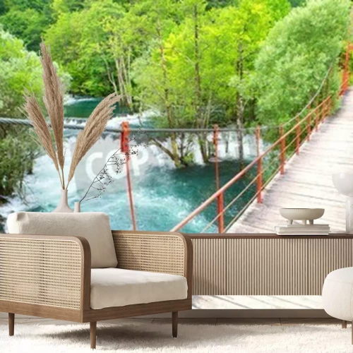 Papier peint  Pont fleuve d'azur