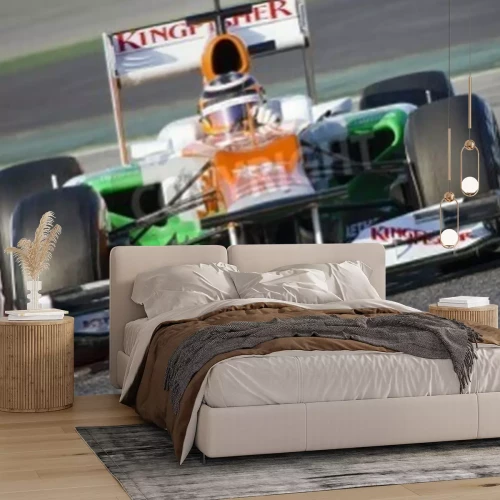 Papier peint  Voiture de Formule 1 vert et blanc