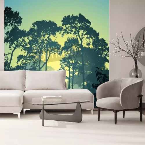 Sticker  Un paysage avec des arbres et des forêts Sunset Sunrise