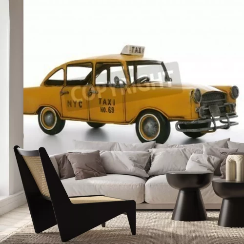 Papier peint  Taxi modèle sur fond blanc