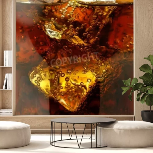 Papier peint  Gros plan sur des glaçons dans une boisson