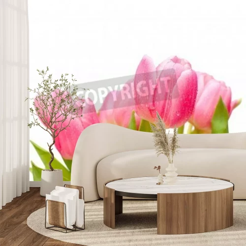 Papier peint  Bouquet de tulipes avec les feuilles