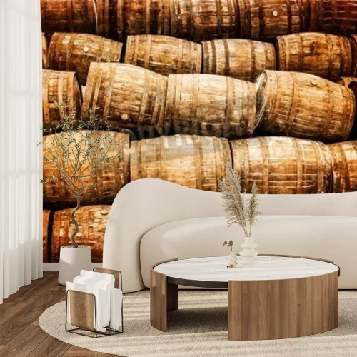 Papier peint  Tonneaux en bois entassés