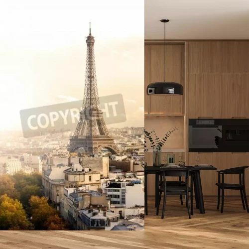 Papier peint  Paris la Tour Eiffel sous les nuages