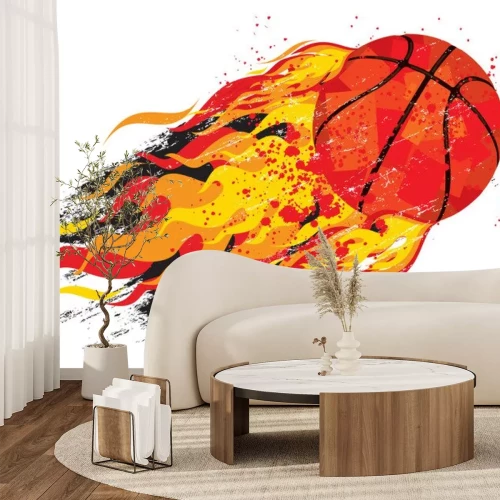 Sticker  Flaming basketball