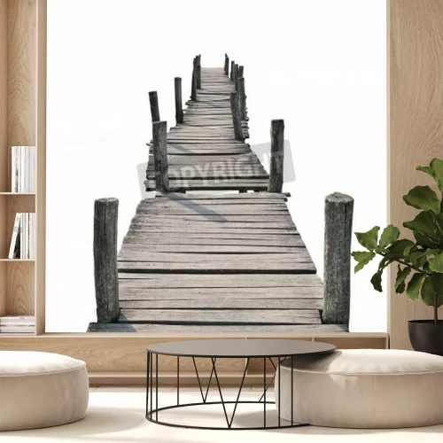 Papier peint  Passerelle tordue sur fond blanc