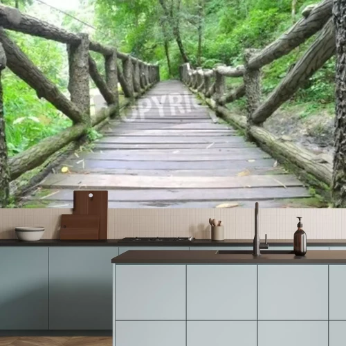 Papier peint  Pont en bois chemin de randonnée
