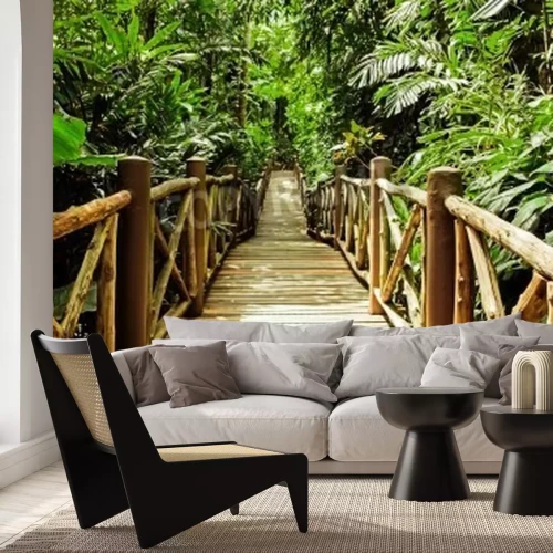 Papier peint  Pont et feuilles de palmier