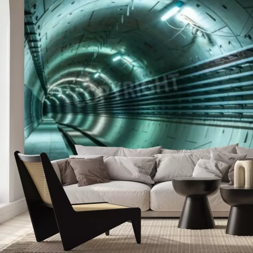 Papier peint  Tunnel technique fait de béton