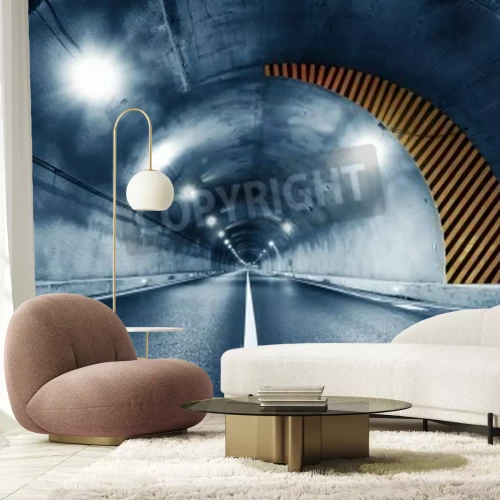 Papier peint  Un tunnel pour voitures à Shanghai la nuit