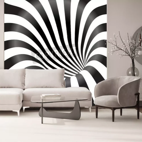 Papier peint  Tunnel à bandes noires et blanches