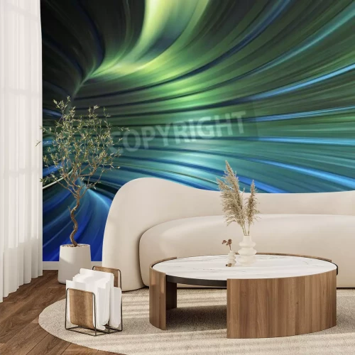 Papier peint  Tunnel 3d vert bleu