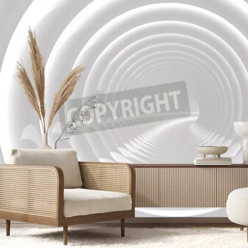 Papier peint  Tunnel rond en blanc
