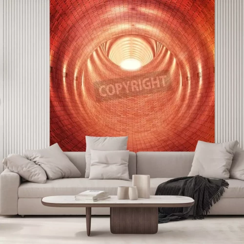 Papier peint  Tunnel 3d rouge